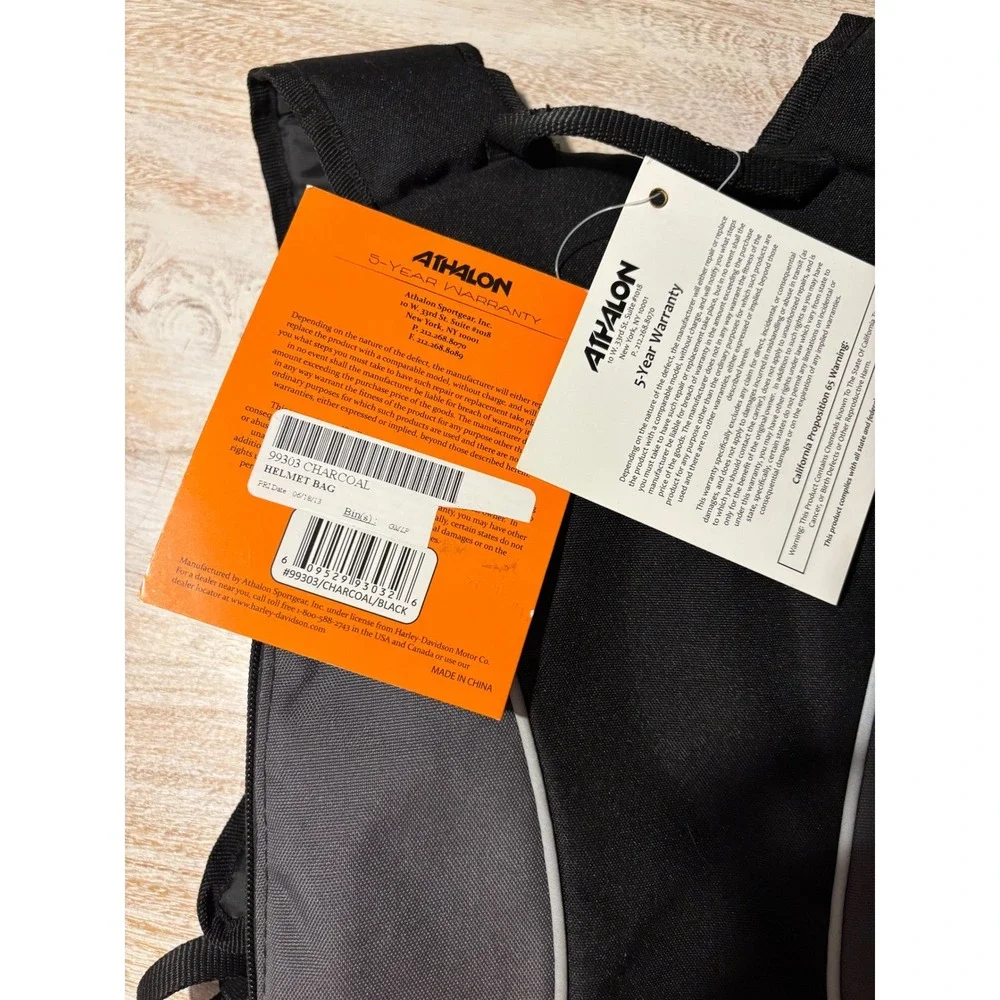 Harley-Davidson Helmet Bag Backpack OS Charcoal Black NEW Athalon 99303 Biker‎